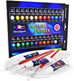 Acrylic Paint Set - 24 X 12ml Tubes, 3 Free Brushes And Palette |...