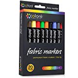 Colore Premium Fabric Markers - 20 Rich Pigment Fine Permanent...